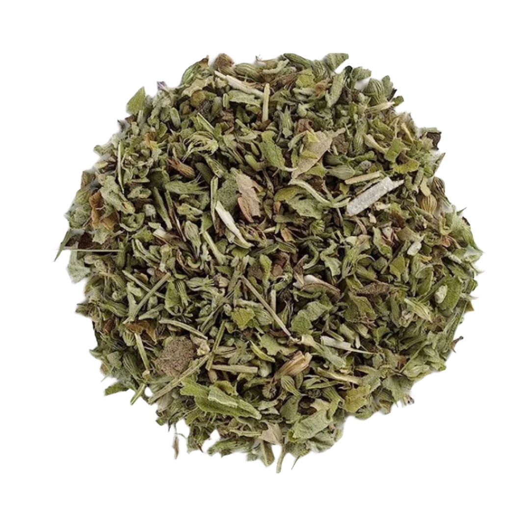 Close-up of fragrant, dried green catnip leaves sourced from North American growers for refreshing cat toys.