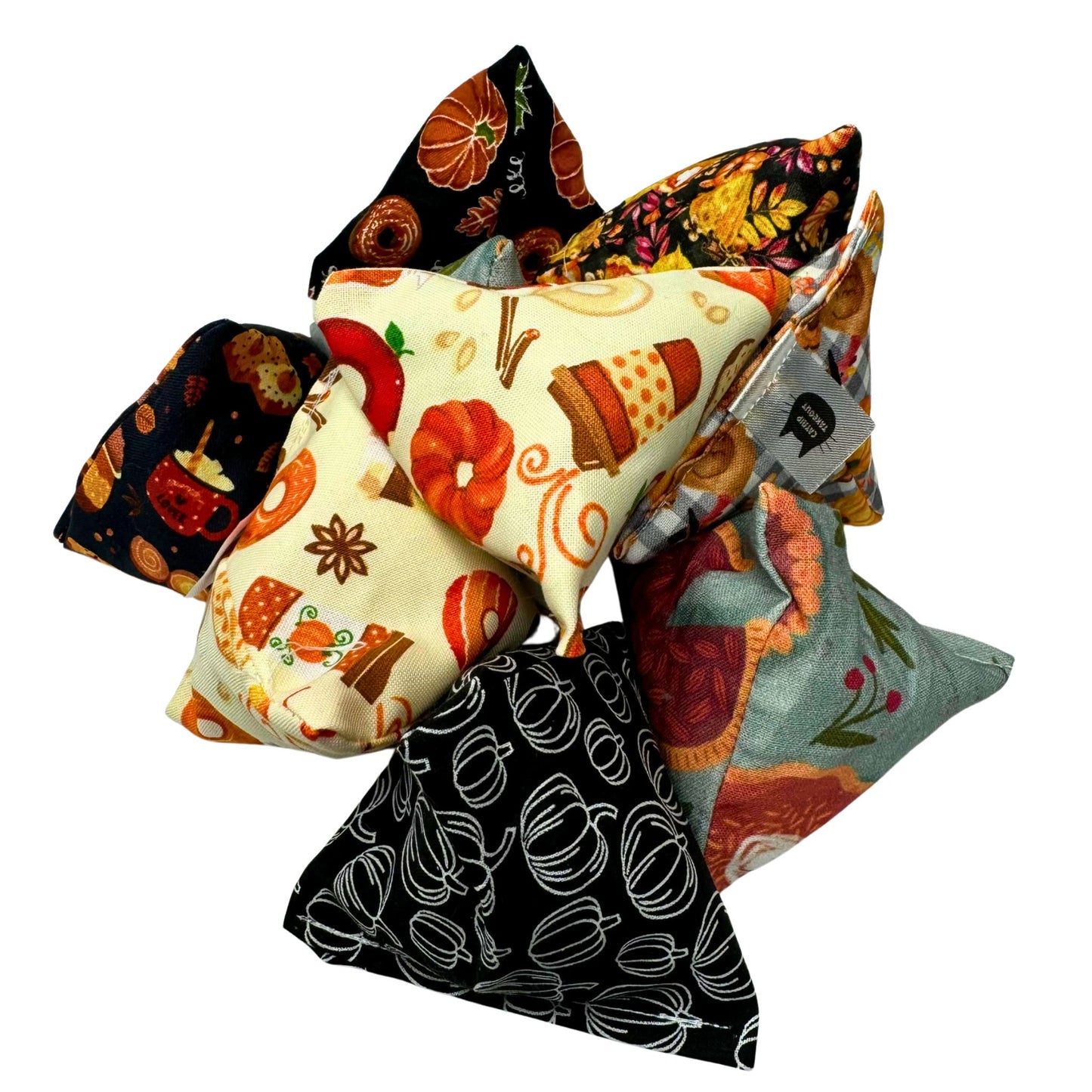 Fall Foodie Happy Sack Catnip Cat Toy by CatnipTakeout, festive fall play.