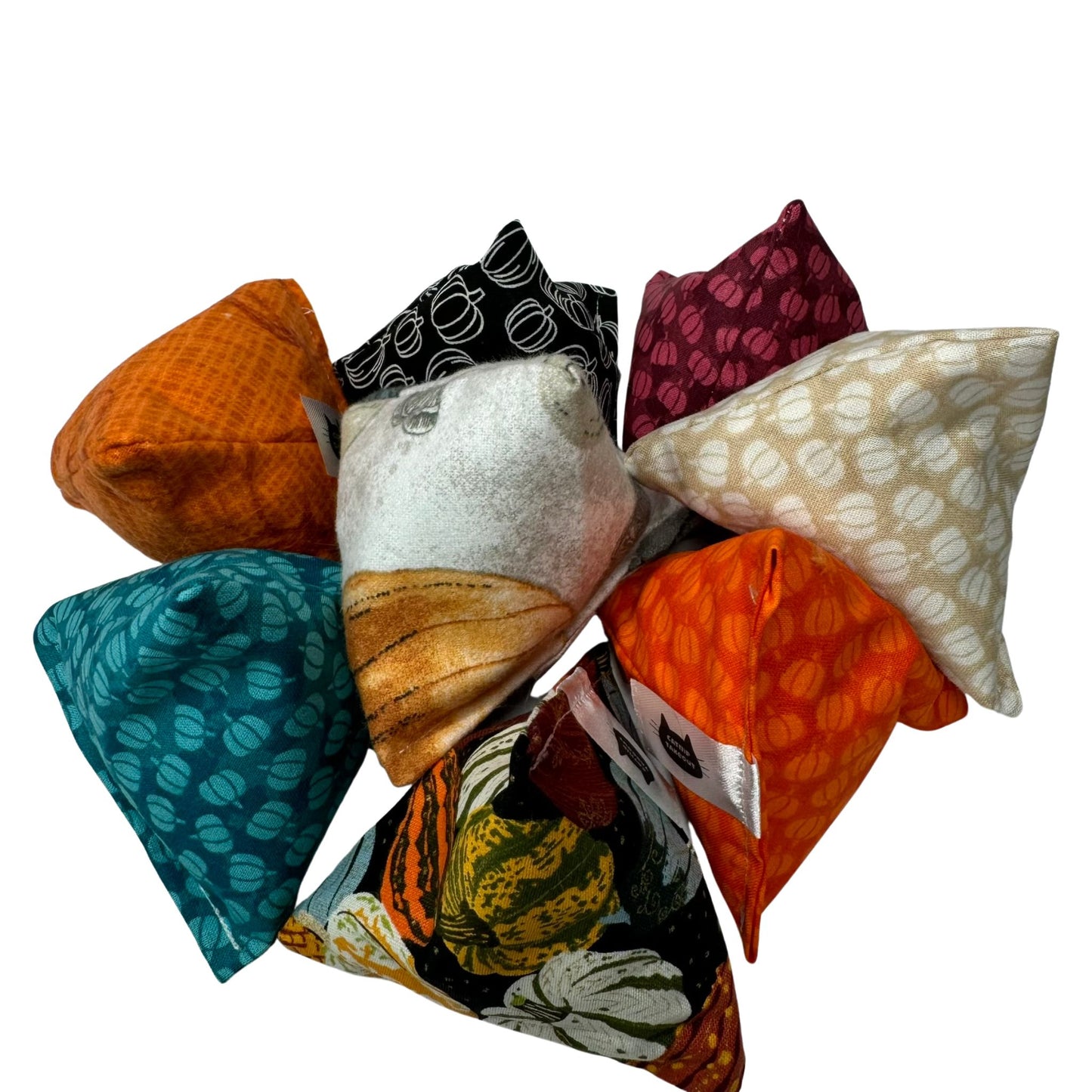 Pumpkins Happy Sack Catnip Cat Toy by CatnipTakeout, perfect for fall play.