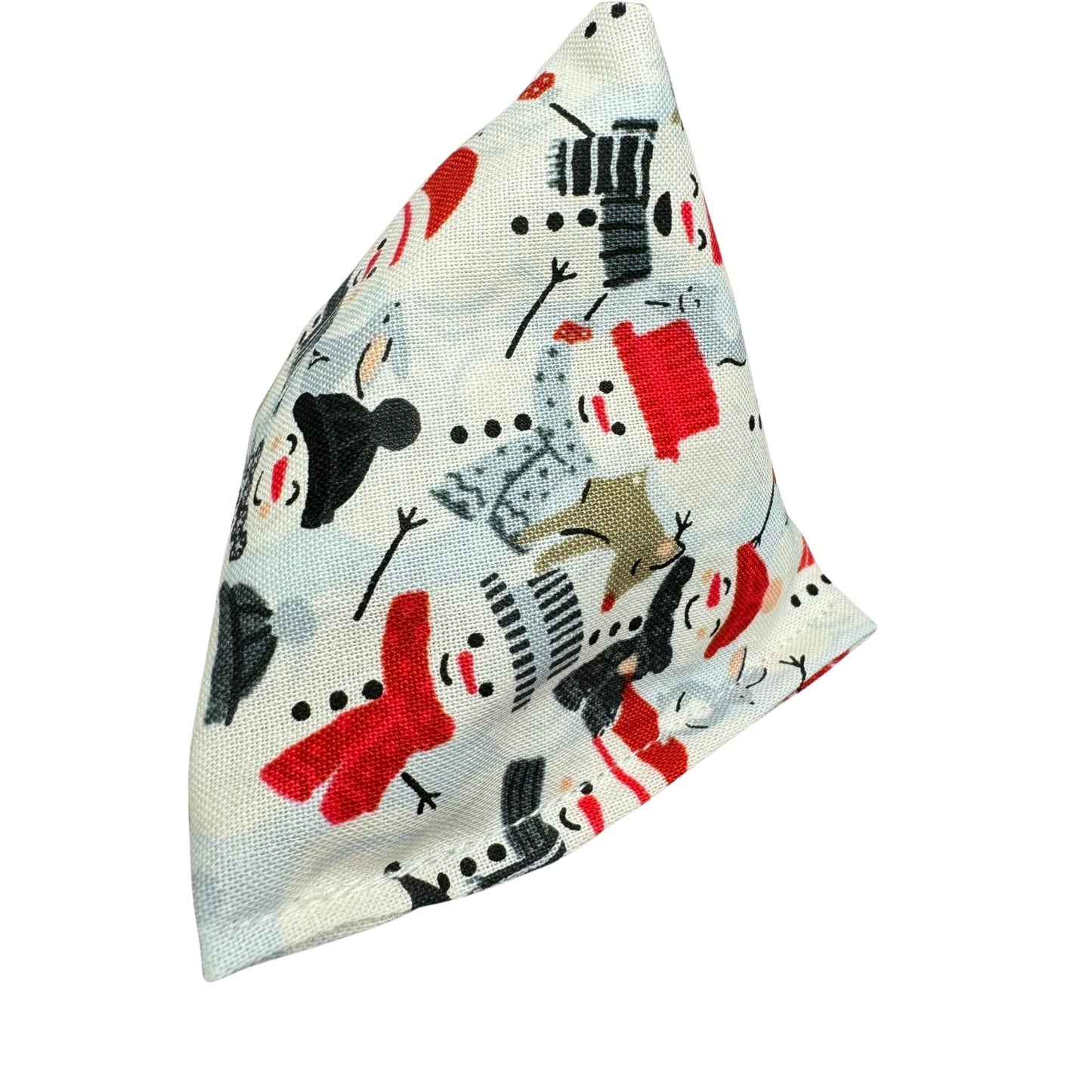 Tiny Snowmen | Happy Sack Catnip Cat Toy from CatnipTakeout - A toy featuring small snowmen wearing scarves and hats on a white background, perfect for festive playtime.