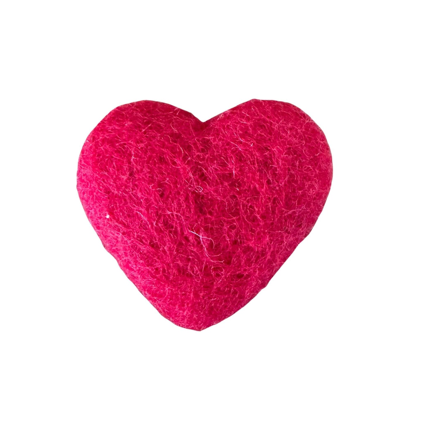 Red heart-shaped felt catnip toy sprayed with signature catnip for cats.
