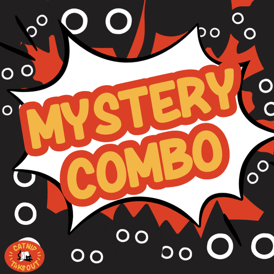 Comic-style 'Mystery Combo' text with a black and red border on a white background.