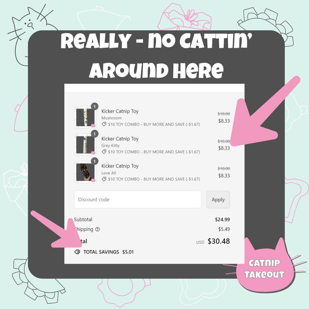 Eggroll | Kicker Cat Toy Grey Kitty Theme with Catnip