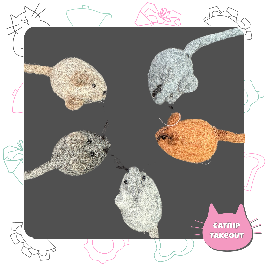 Mouse (Wool) Cat Toy with Catnip | Weekly on the Menu - CatnipTakeout