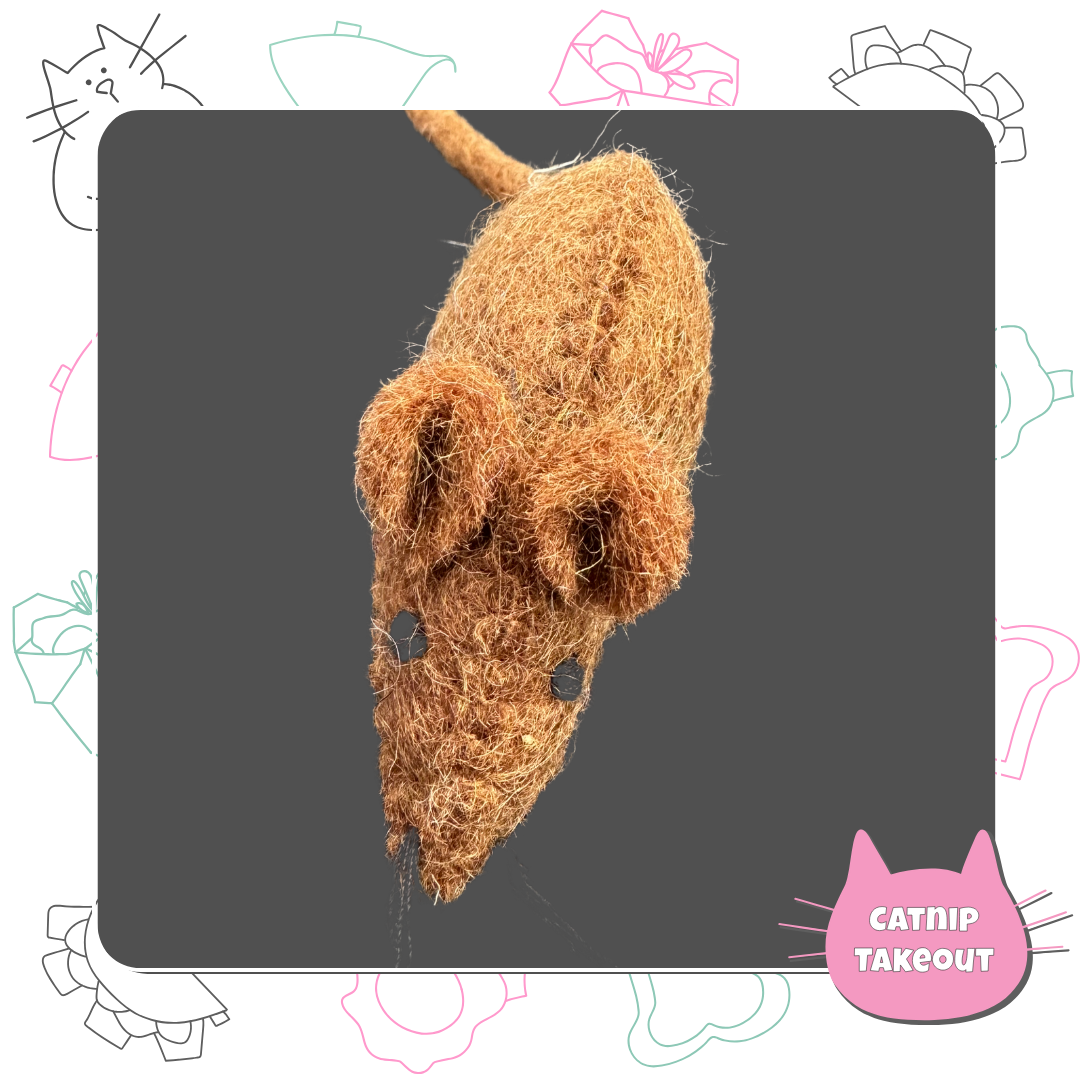 Mouse Cat Toy | Wool Felted & Stitched - CatnipTakeout