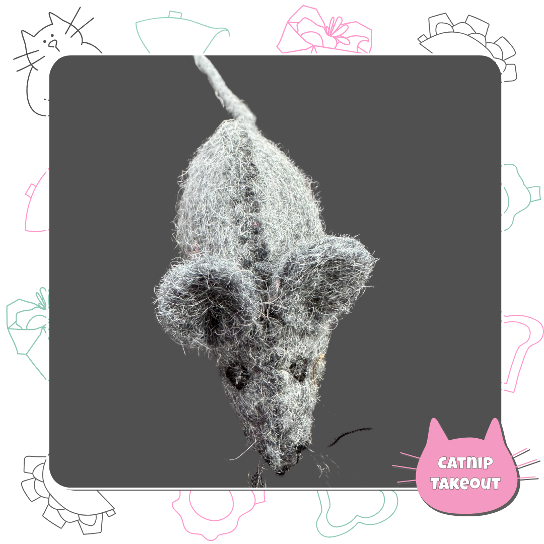 Mouse Cat Toy | Wool Felted & Stitched - CatnipTakeout