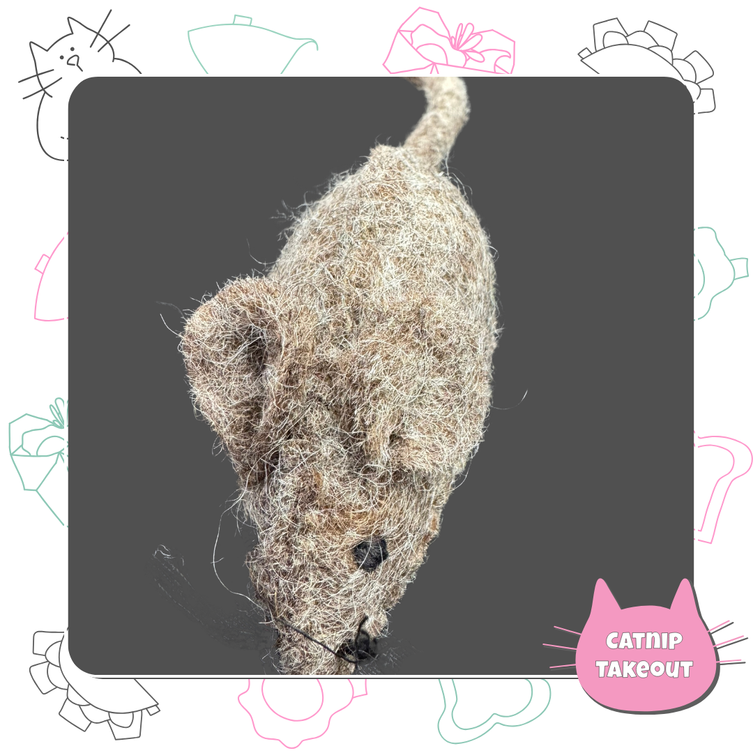 Mouse Cat Toy | Wool Felted & Stitched - CatnipTakeout