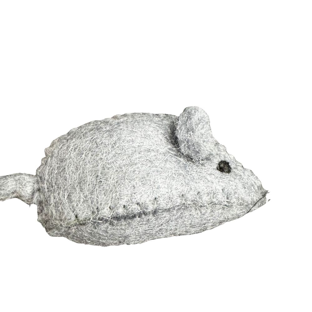Textured gray mouse figure on a white background