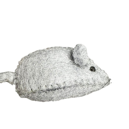 Textured gray mouse figure on a white background