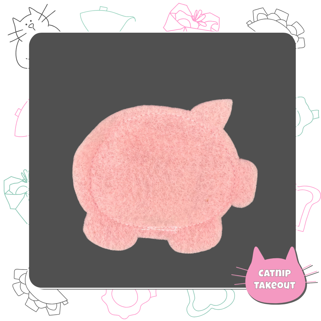 Pig-Ham-Cat-Toy-Catnip-Organic-CatnipTakeout; a pink pig felted toy