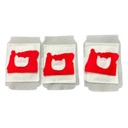 PNW Finest Rainier Beer beer can catnip toys with patterned fabric accents