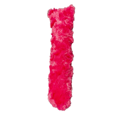 Single handmade bright pink minky kicker cat toy, long plush shape designed for bunny kicking and wrestling, filled with signature premium catnip. Made by CatnipTakeout.