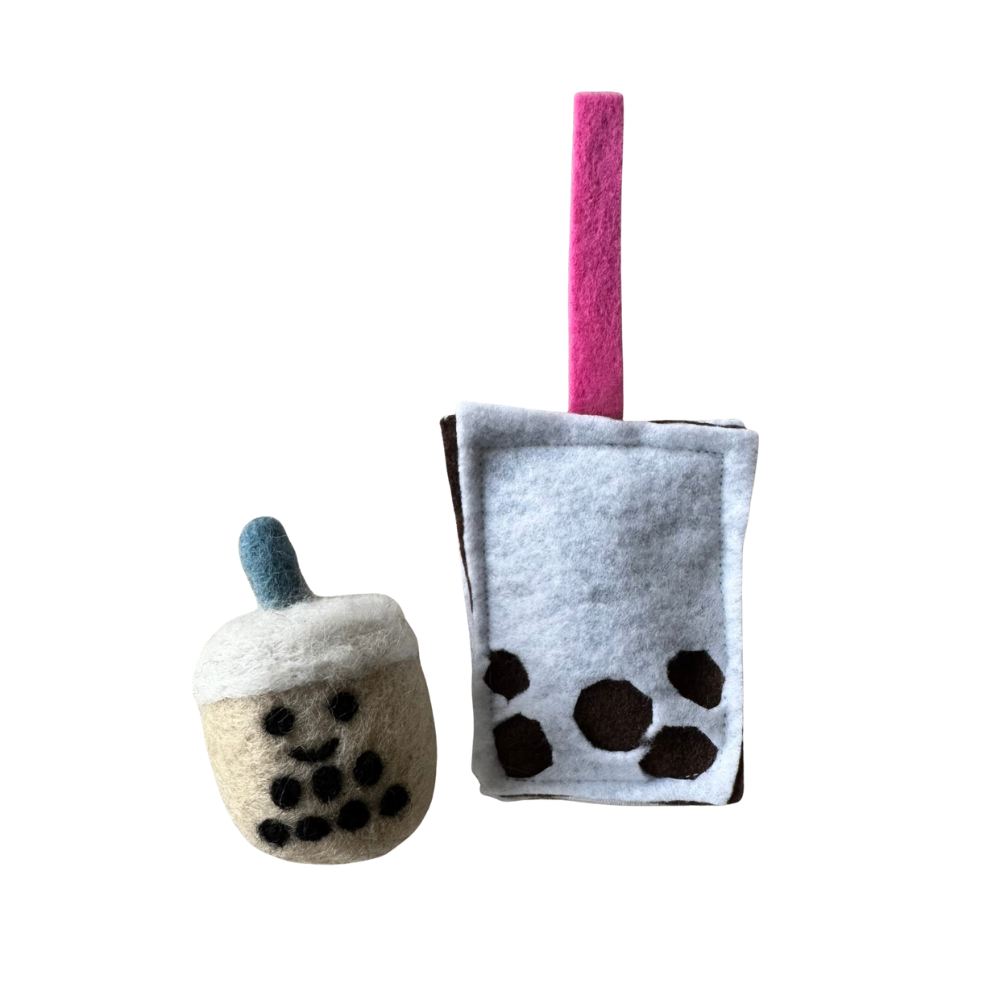 Bubble tea cat toys for tap and chase play, batting and chasing