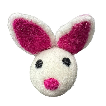 Bunny cat toy with bright pink ears designed for indoor interactive play