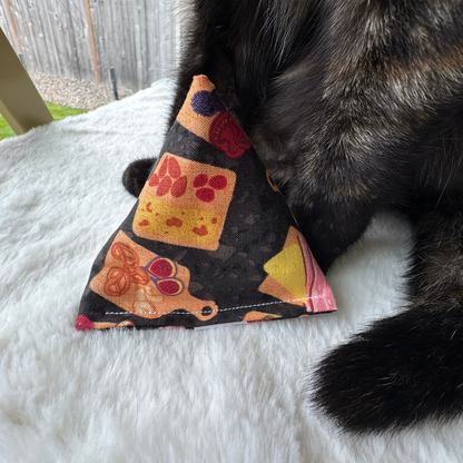 Charcuterie board inspired cheese cat toy filled with catnip for batting, chasing, and zoomie play