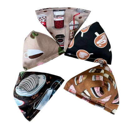 Coffee cat toy Happy Sacks grouped together in several assortments for batting and toss play