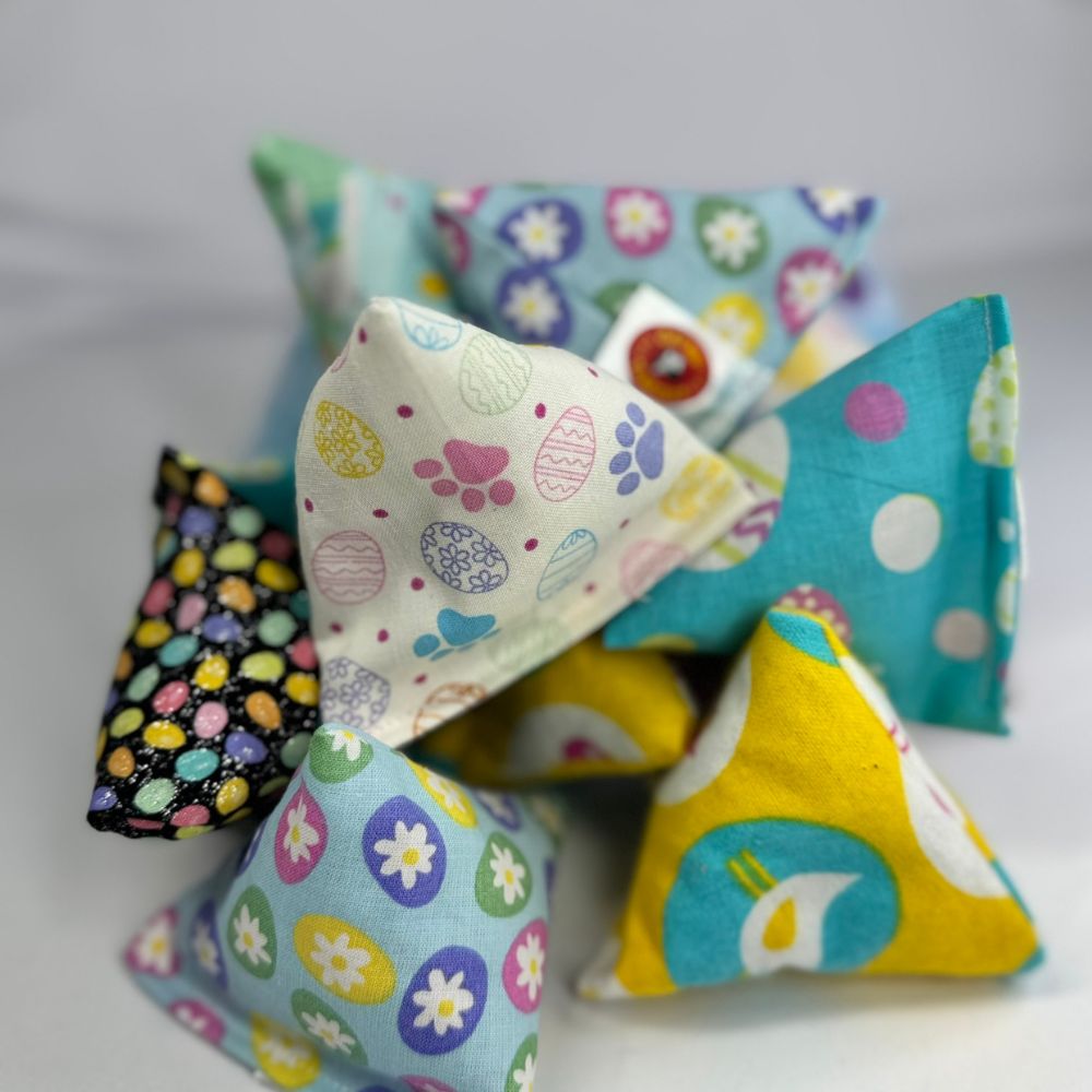 Assorted Easter pyramid catnip toys handmade for kittens and active indoor cats