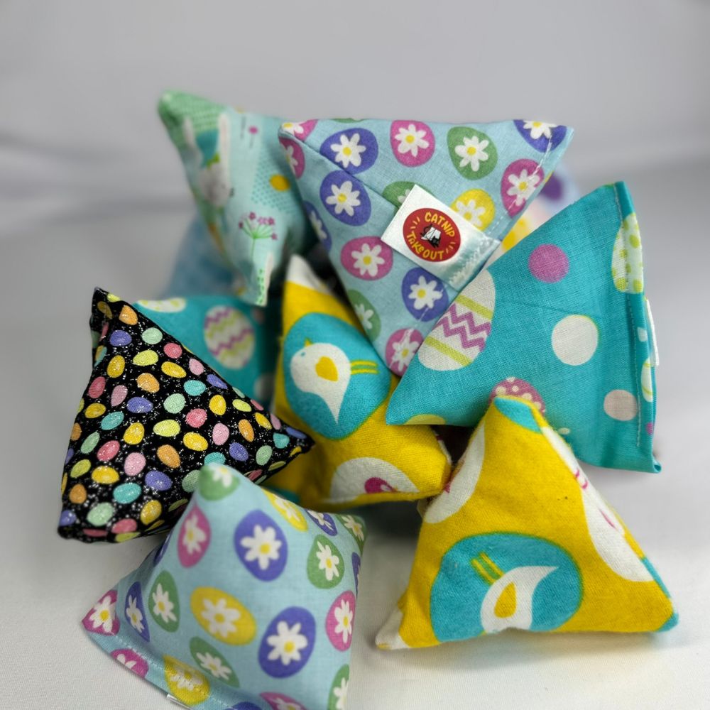 Easter pyramid catnip toys handmade for kittens and active indoor cats