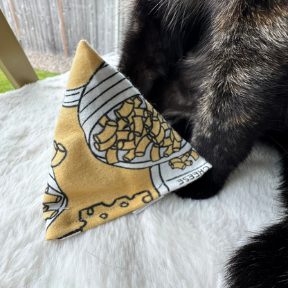 Macaroni and cheese themed catnip toy for indoor cats that love batting, pouncing, and playful enrichment