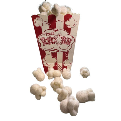 Popcorn-shaped cat toys sprayed with catnip, lightweight interactive toys designed for batting, chasing, and self-play by CatnipTakeout