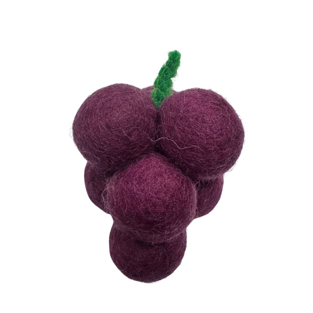 Handmade purple wool grapes cat toy sprayed with premium catnip designed for indoor cats who need active enrichment.
