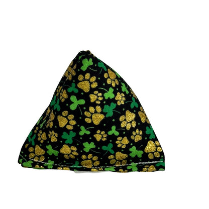 Black and gold paw shamrock catnip cat toy in pyramid shape