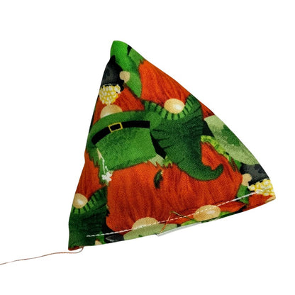 Leprechaun themed pyramid catnip cat toy with festive St Patrick’s Day illustrations