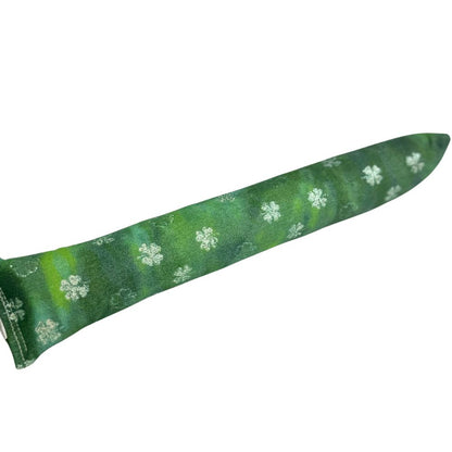  St. Patrick’s Day kicker cat toy with catnip.  Glitter Shamrocks on green Background