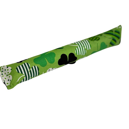 Green stripe clover kicker cat toy with catnip for bunny kicking