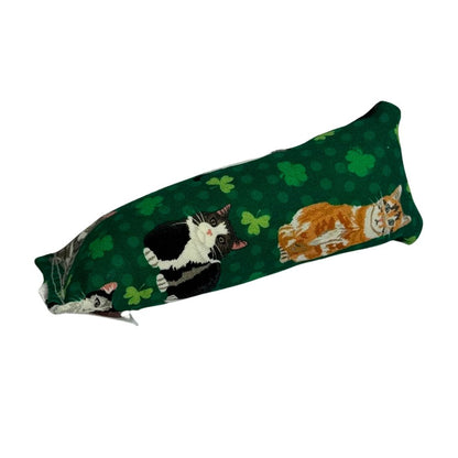 Mini St. Patrick’s Day kicker cat toy with catnip featuring lucky cats and shamrocks