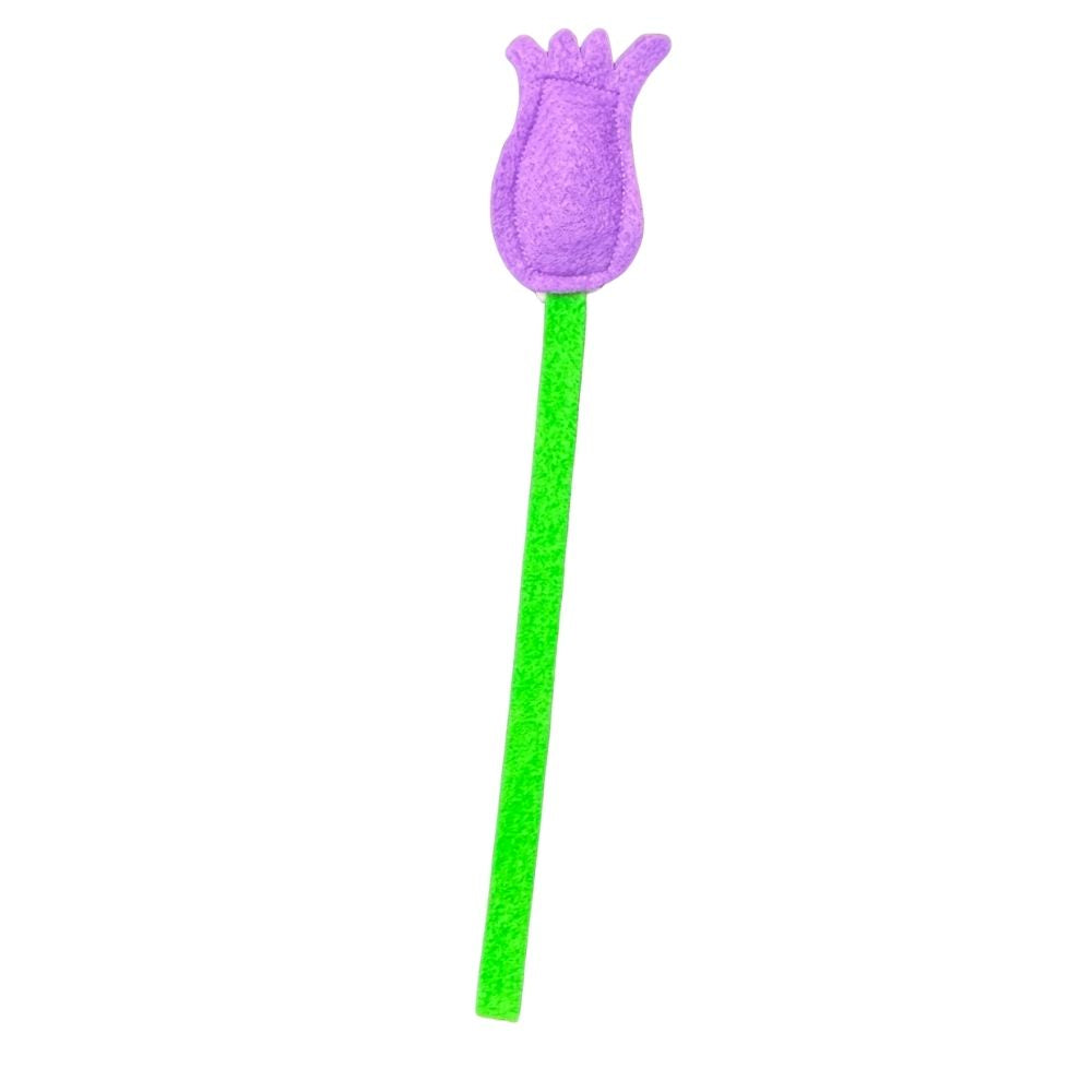 Lilac tulip cat toy filled with catnip, lightweight felt flower for indoor cats