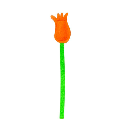Orange tulip cat toy with catnip, felt foodie flower designed for swatting and chasing